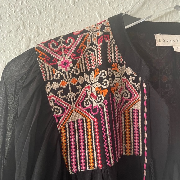 Love Stitch Boho Black Embroidered Kimono NWT S/M - Picture 4 of 15